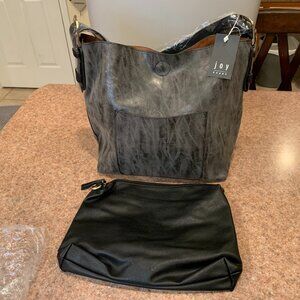 Joy Susan Gray Black vegan purse set NWT